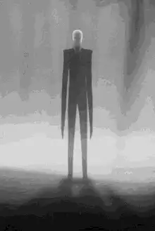 Slenderman in foggy woods