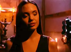 Angelina Jolie closes and opens eyes