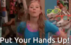 Girl puts hands up