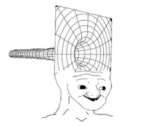 Smiling face with wireframe head