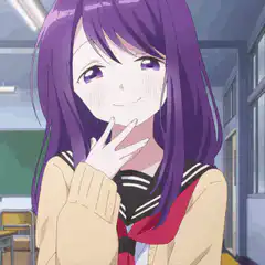 Anime girl winking in classroom