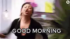 Woman yelling good morning