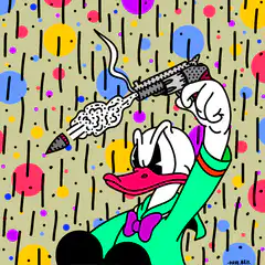 Donald Duck smoking a gun