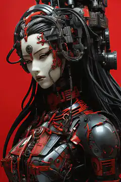 Cybernetic female robot portraits