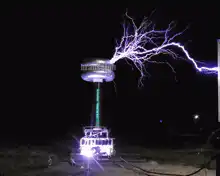 Tesla coil discharging lightning