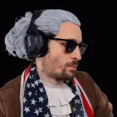 Thomas Jefferson with headphones and sunglasses