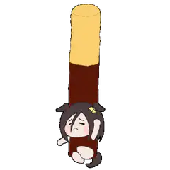 chibi girl hugging a giant cigarette