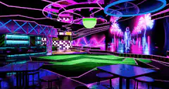 futuristic neon club interior