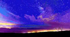 pixelated starry night sky
