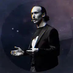 Man gesturing with open hands