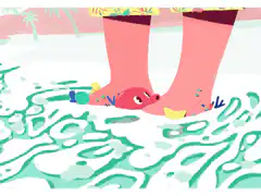 Octopus on feet in water
