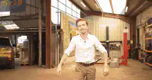 Man dancing then bowing with Mission Passed Respect