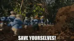Smurfs running away save yourselves