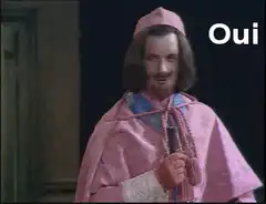 Monty Python Bishop says Oui