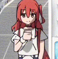 anime girl holding a cup