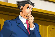 Phoenix Wright thinking