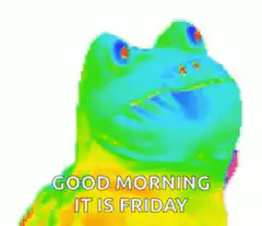 Colorful frog good morning it is friday