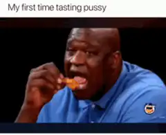 Shaquille O'Neal eating chicken nugget