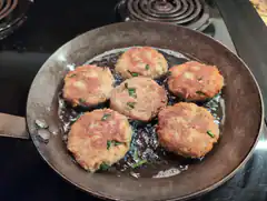 frying patties in pan