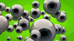 Floating eyeballs on changing background