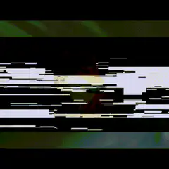 Glitchy face with binary background