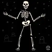 Skeleton dancing in graveyard