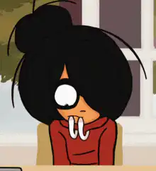 anime girl with fangs blinking