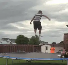 Man does backflip on trampoline