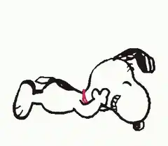 Snoopy laughing and falling over