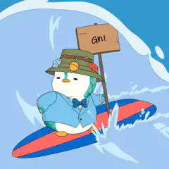 Surfing Penguin with Gn! Sign