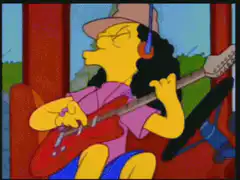 Lisa Simpson playing guitar in a car