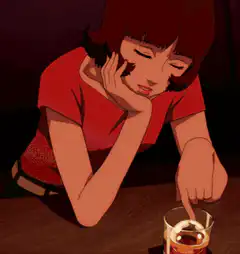 Woman stirring drink with finger