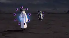 Kaguya Otsutsuki using purple chakra attack