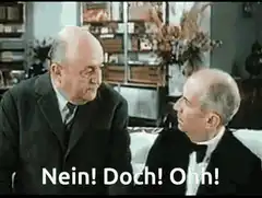 Two men arguing Nein! Doch! Ohh!