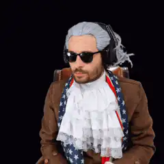 George Washington with headphones and sunglasses