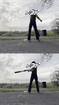 Person swinging a baseball bat