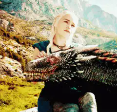 Daenerys petting her dragon