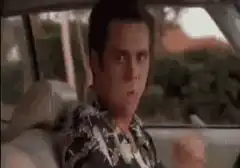 Jim Carrey eating a mint in the car
