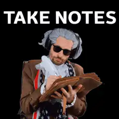 Thomas Jefferson taking notes with headphones