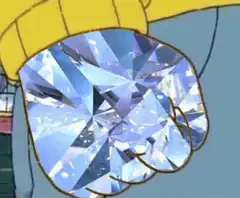 SpongeBob holding a giant diamond