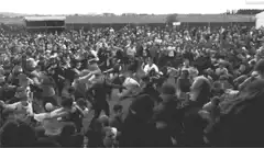 Crowd surfing at a concert