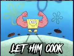 SpongeBob flexes muscles