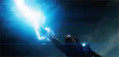 Thor summons lightning with Mjolnir