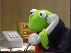 Kermit the Frog on the phone