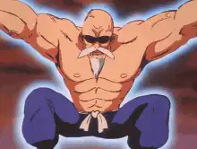 Master Roshi charging Kamehameha