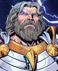 Zeus with lightning background