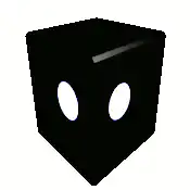 Black cube with changing eyes