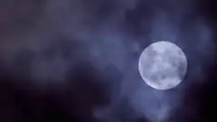 Moon behind moving clouds