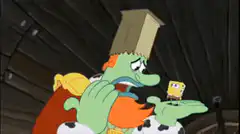 King Neptune holds SpongeBob