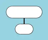 Two white ovals connected by a line